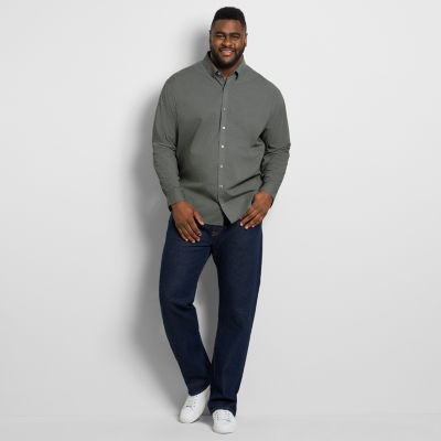 Van Heusen Big and Tall Mens Slim Fit Long Sleeve Plaid Button-Down Shirt