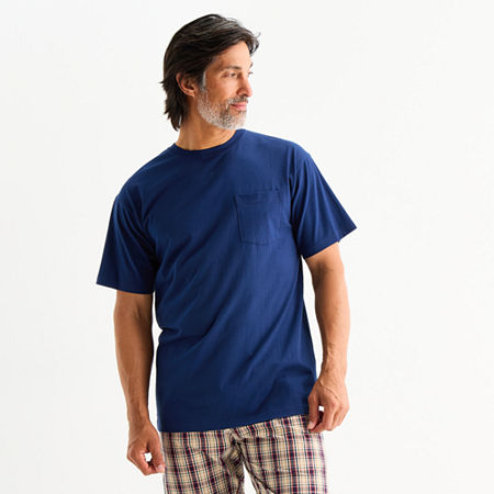 St. John's Bay Mens Crew Neck Short Sleeve Pajama Top In Blue