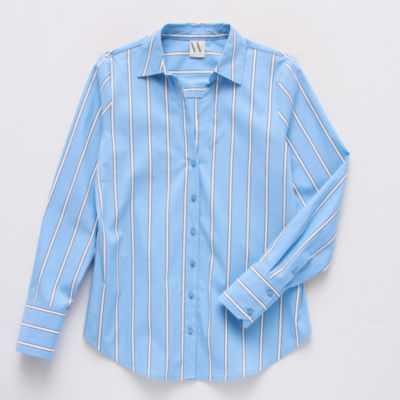 Worthington Womens Long Sleeve Cuffed Sleeve Regular Fit Button-Down Shirt