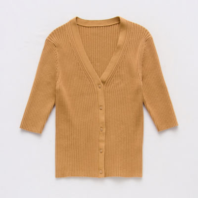 Worthington Womens V Neck Long Sleeve Button Open Front Cardigan