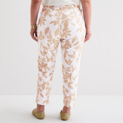 Liz Claiborne Emma Womens Easy-on + Easy-off Seated Wear Ankle Mid Rise Classic Fit Plus Pant