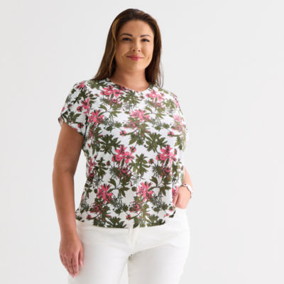 Liz Claiborne Womens Short Sleeve Plus Blouse