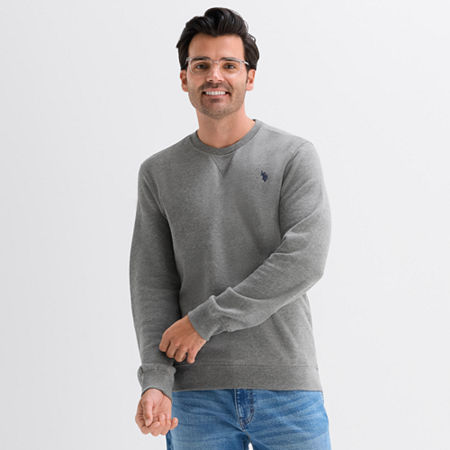 Uspa U.s. Polo Assn. Crew Fleece Mens Crew Neck Long Sleeve Embroidered Sweatshirt In Gray