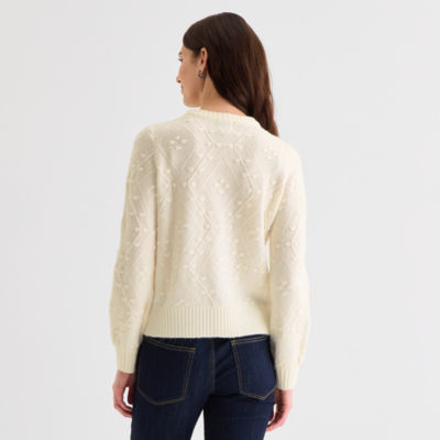 St. John's Bay Womens Crew Neck Long Sleeve Pullover Sweater