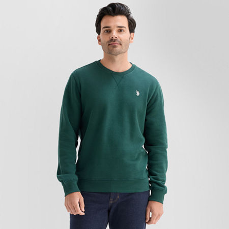 Uspa U.s. Polo Assn. Crew Fleece Mens Crew Neck Long Sleeve Embroidered Sweatshirt In Green