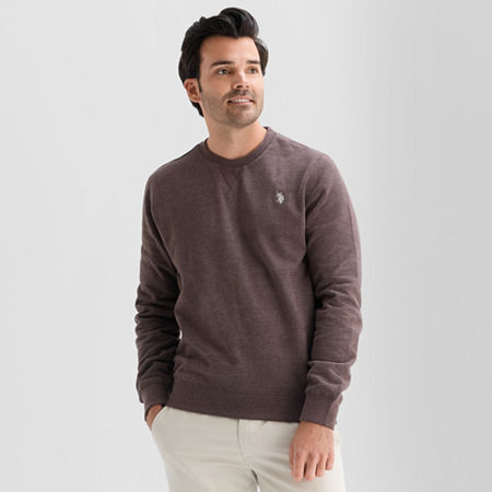 Uspa U.s. Polo Assn. Crew Fleece Mens Crew Neck Long Sleeve Embroidered Sweatshirt In Brown