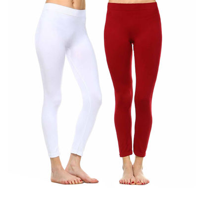 White Mark Set of 2 Solid Skinny Knit Leggings