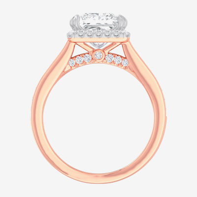 G-H / Si1-Si2) Womens 2 1/2 CT. T.W. Lab Grown White Diamond 14K Gold Side Stone Halo Engagement Ring
