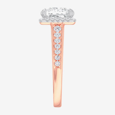 G-H / Si1-Si2) Womens 2 1/2 CT. T.W. Lab Grown White Diamond 14K Gold Side Stone Halo Engagement Ring