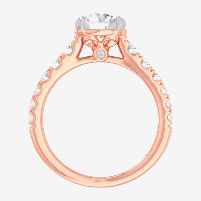 G-H / Si1-Si2) Womens 2 1/2 CT. T.W. Lab Grown White Diamond 14K Gold Round Side Stone Engagement Ring