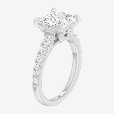 (G-H / Si1-Si2) Womens 3 1/2 CT. T.W Lab Grown White Diamond 14K Gold Side Stone Engagement Ring