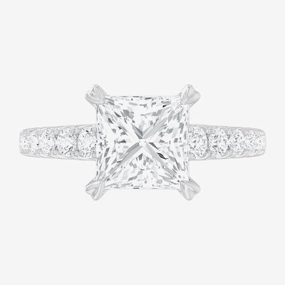 (G-H / Si1-Si2) Womens 3 1/2 CT. T.W Lab Grown White Diamond 14K Gold Side Stone Engagement Ring