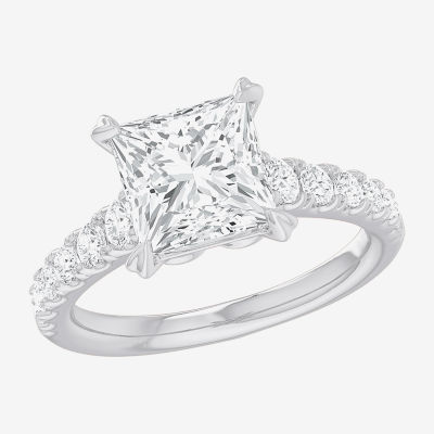 (G-H / Si1-Si2) Womens 3 1/2 CT. T.W Lab Grown White Diamond 14K Gold Side Stone Engagement Ring