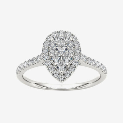 3/4 CT.T.W. Natural Diamond 10K White Gold Pear-Shaped Engagement Ring