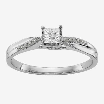 Promise My Love Womens Diamond-Accent Rond Ring 14K White Gold