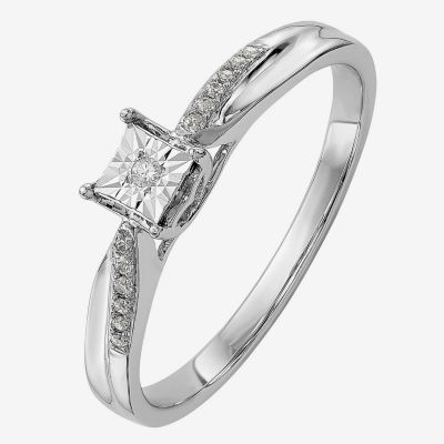 Promise My Love Womens Diamond-Accent Rond Ring 14K White Gold