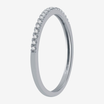 (H-I / I1) Womens 1/10 CT. T.W. Lab Grown White Diamond 10K White Gold Wedding Band