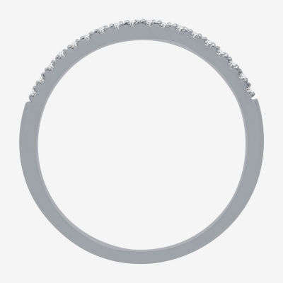 (H-I / I1) Womens 1/10 CT. T.W. Lab Grown White Diamond 10K White Gold Wedding Band