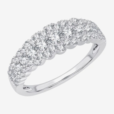 Womens 1 CT. T.W. Natural White Diamond 10K White Gold Anniversary Band