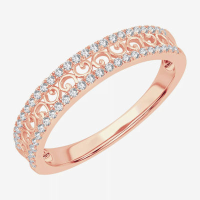 CT. T.W. Mined White Diamond 10K Rose Gold Anniversary Wedding Band