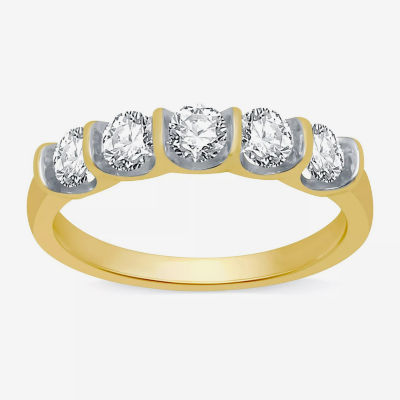 H-I / I1) 2MM CT. T.W. Lab Grown White Diamond 10K Gold 5-Stone Anniversary Band