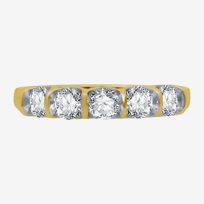 H-I / I1) 2MM CT. T.W. Lab Grown White Diamond 10K Gold 5-Stone Anniversary Band