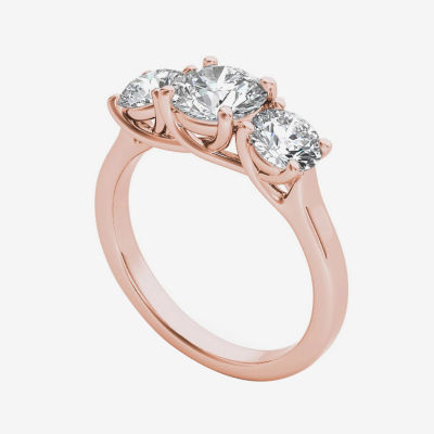 2 CT.T.W. Natural Diamond 14K Rose Gold 3-Stone Engagement Ring