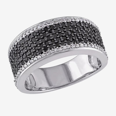 Midnight Black 6MM 1 CT. T.W. Mined Diamond Sterling Silver Anniversary Band