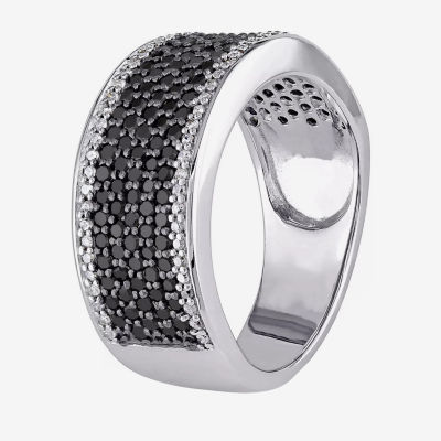 Midnight Black 6MM 1 CT. T.W. Mined Diamond Sterling Silver Anniversary Band