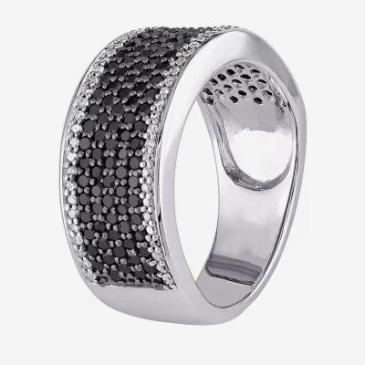 Midnight Black 6MM 1 CT. T.W. Natural Diamond Sterling Silver Anniversary Band