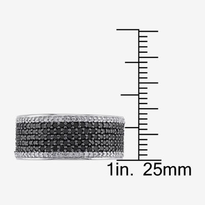 Midnight Black 6MM 1 CT. T.W. Mined Diamond Sterling Silver Anniversary Band