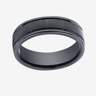  Mens Comfort Fit 7mm Black Cobalt Wedding Band