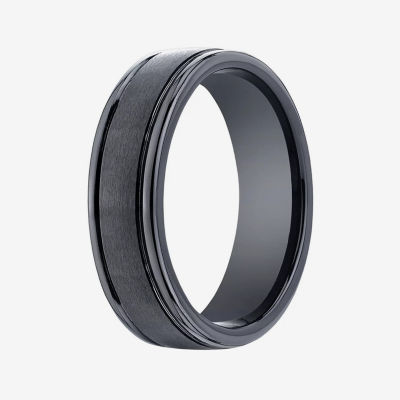  Mens Comfort Fit 7mm Black Cobalt Wedding Band
