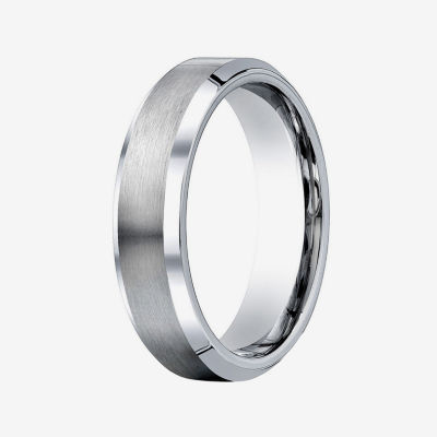  Mens Cobalt Satin Center Beveled Edge 6mm Wedding Band