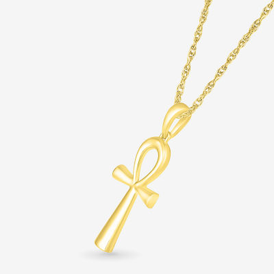 Womens 10K Gold Cross Pendant Necklace