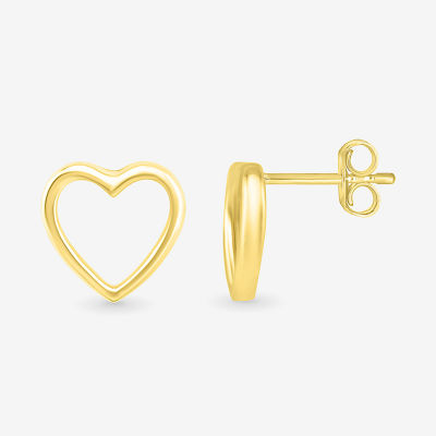 10K Gold 8.1mm Heart Stud Earrings