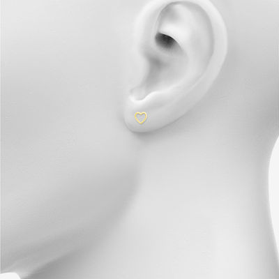 10K Gold 8.1mm Heart Stud Earrings