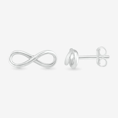 10K White Gold 4.3mm Infinity Stud Earrings