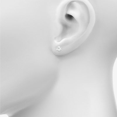 10K White Gold 8.4mm Flower Stud Earrings