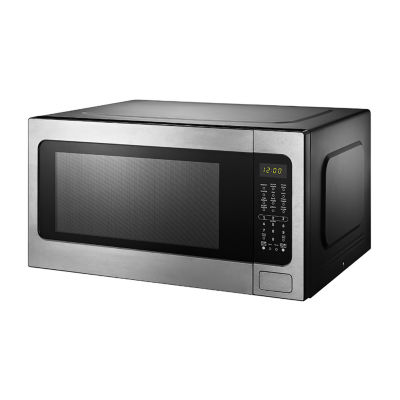 Black+decker Digital Microwave Oven with Turntable Push-Button Door Child Safety Lock Stainless Steel 0.9 CU.FT