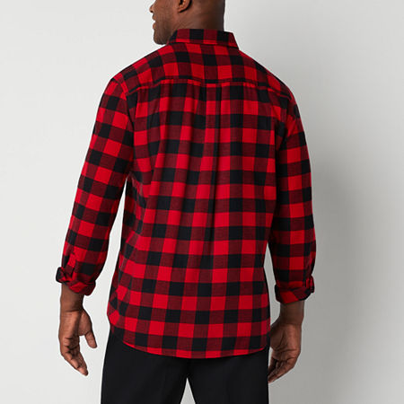 St. John's Bay Big And Tall Mens Classic Fit Long Sleeve Flannel Shirt, 6x-large, Red