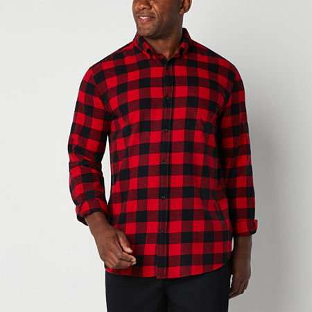 St. John's Bay Big And Tall Mens Classic Fit Long Sleeve Flannel Shirt, 6x-large, Red