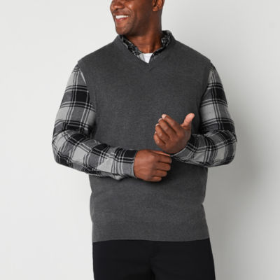St. John's Bay Fine Gauge Mens V Neck Sweater Vest Big and Tall - JCPenney