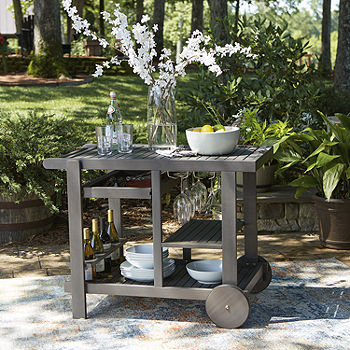 wooden coffee cart design, outdoor