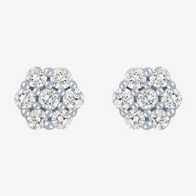 Diamond Blossom (G-H / I1-I2) 1/2 CT. T.W. Lab Grown White Diamond 10K White Gold Stud Earrings