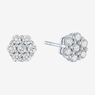 Diamond Blossom (G-H / I1-I2) 1/2 CT. T.W. Lab Grown White Diamond 10K White Gold Stud Earrings