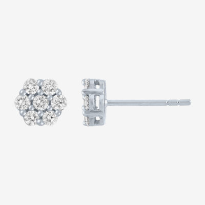 Diamond Blossom (G-H / I1-I2) 1/2 CT. T.W. Lab Grown White Diamond 10K White Gold Stud Earrings