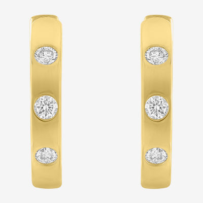 (G-H / Si2-I1) Womens 1/5 CT. Lab Grown White Diamond 10K Gold 14.5mm Hoop Earrings