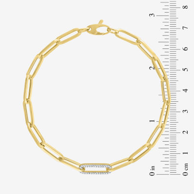 Diamond Addiction (G-H / Si2-I1) 10K Gold 8 Inch Hollow Paperclip Chain Bracelet