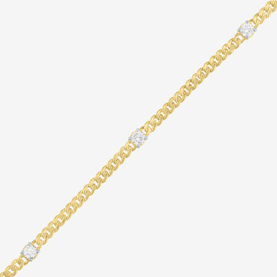 Diamond Addiction (G-H / Si2-I1) 10K Gold 8 Inch Hollow Curb Chain Bracelet